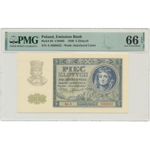 5 złotych 1940 - A - PMG 66 EPQ