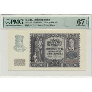 20 oro 1940 - L - PMG 67 EPQ