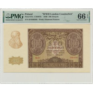 100 złotych 1940 - ZWZ - B - PMG 66 EPQ