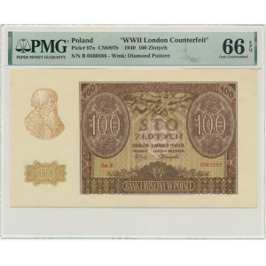 100 zloty 1940 - ZWZ - B - PMG 66 EPQ