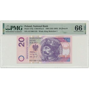 20 złotych 1994 - AV - PMG 66 EPQ - RZADKA SERIA