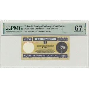 Pewex, 20 centów 1979 - HN - mały - PMG 67 EPQ