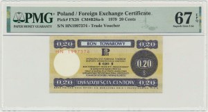 Pewex, 20 centów 1979 - HN - mały - PMG 67 EPQ