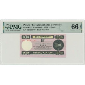 Pewex, 10 centów 1979 - HB - mały - PMG 66 EPQ