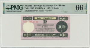 Pewex, 10 cents 1979 - HB - petit - PMG 66 EPQ