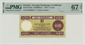 Pewex, 5 centów 1979 - HA - mały - PMG 67 EPQ