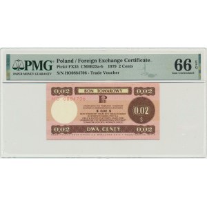 Pewex, 2 centy 1979 - HO - mały - PMG 66 EPQ