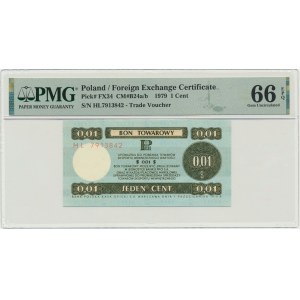Pewex, 1 cent 1979 - HL - DUŻY - PMG 66 EPQ