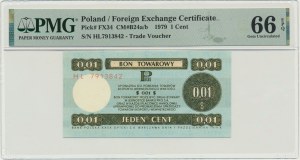 Pewex, 1 cent 1979 - HL - VELKÝ - PMG 66 EPQ