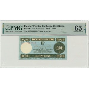 Pewex, 1 cent 1979 - HL - malý - PMG 65 EPQ