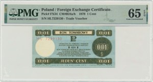 Pewex, 1 cent 1979 - HL - mały - PMG 65 EPQ
