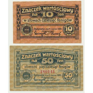 Bydgoszcz (Bromberg), 10-50 fenig 1920 (2 pezzi).