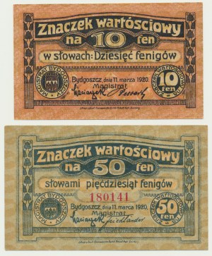 Bydgoszcz (Bromberg), 10-50 fenig 1920 (2 Stück).