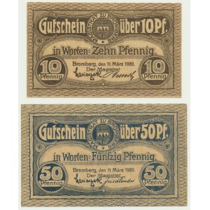Bydgoszcz (Bromberg), 10-50 fenig 1920 (2 pièces).