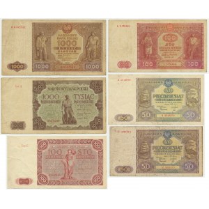 Zestaw, 50-1.000 złotych 1946-47 (6 szt.)