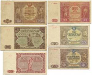 Set, 50-1,000 zloty 1946-47 (6 pcs.)