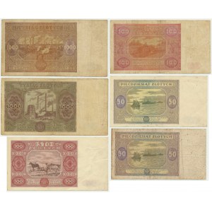 Súprava, 50-1000 zlatých 1946-47 (6 ks)