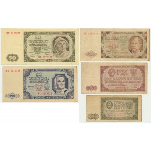 Sada, 2-50 zlatých 1948 (5 kusov)