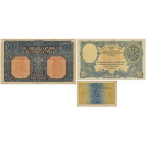 Set, 1/2-100 marchi/oro 1916-19 (3 pezzi)