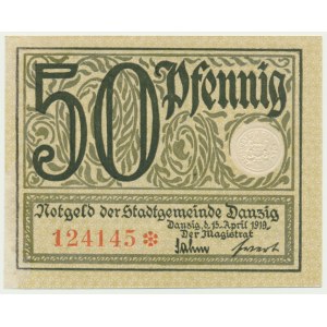 Danzig, 50 fenig 1919 - grün -