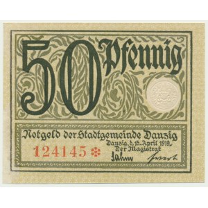 Danzig, 50 fenig 1919 - verde -
