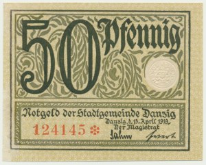 Danzig, 50 fenig 1919 - grün -