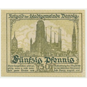 Danzig, 50 fenig 1919 - zelená -