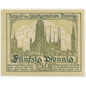 Danzig, 50 fenig 1919 - grün -