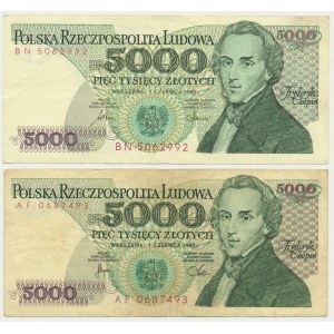 5.000 złotych 1982-86 - AF i BN (2 szt.)