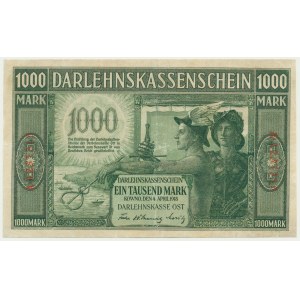 Kaunas, 1 000 marks 1918 - A - 7 chiffres - signatures vertes