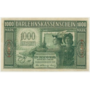 Kowno, 1.000 marek 1918 - A - 7 cyfr - zielone podpisy