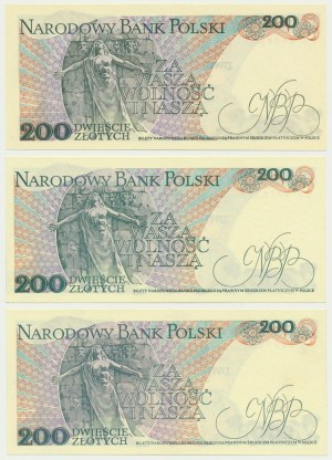 Zestaw, 200 złotych 1982-88 (3 szt.)