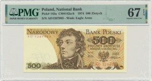 500 złotych 1974 - AD - PMG 67 EPQ - ostatnia seria