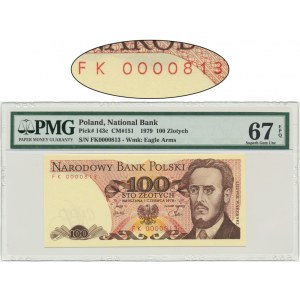 100 złotych 1979 - FK 0000813 - PMG 67 EPQ - niski numer