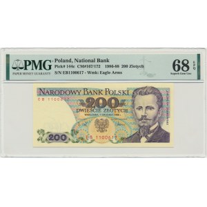 200 złotych 1988 - EB - PMG 68 EPQ - pierwsza seria