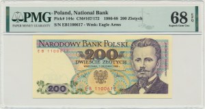 200 złotych 1988 - EB - PMG 68 EPQ - pierwsza seria