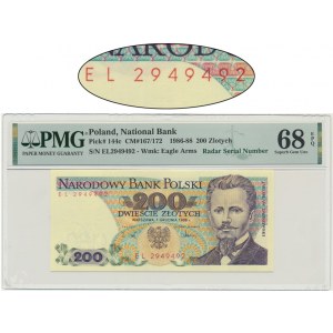 200 złotych 1988 - EL - PMG 68 EPQ - radar