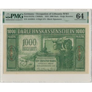Kowno, 1.000 marek 1918 - A - 6 cyfr - PMG 64