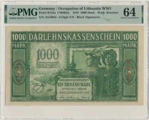 Kowno, 1.000 Mark 1918 - A - 6 digit series - PMG 64 EPQ