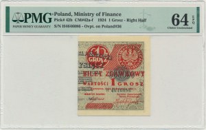 1 penny 1924 - H - moitié droite - PMG 64 EPQ - rare