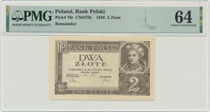 2 zlotys 1936 - sans série et sans sous-impression - PMG 64
