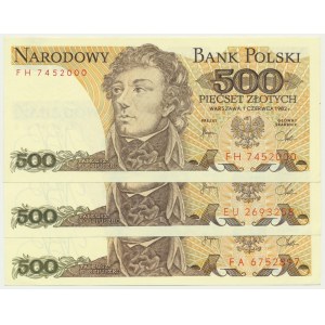 Zestaw, 500 złotych 1982 (3 szt.) - różne serie