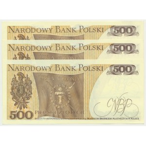 Zestaw, 500 złotych 1982 (3 szt.) - różne serie