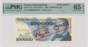100.000 złotych 1990 - WZÓR - A 0000000 - No. 0729 - PMG 65 EPQ