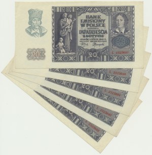 20 złotych 1940 - L (5 szt.)
