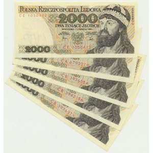 Zestaw, 2.000 złotych 1982 (5 szt.)