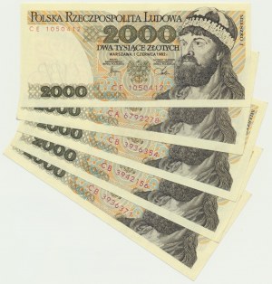 Set, 2 000 or 1982 (5 pièces)