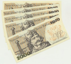 Zestaw, 2.000 złotych 1982 (5 szt.)