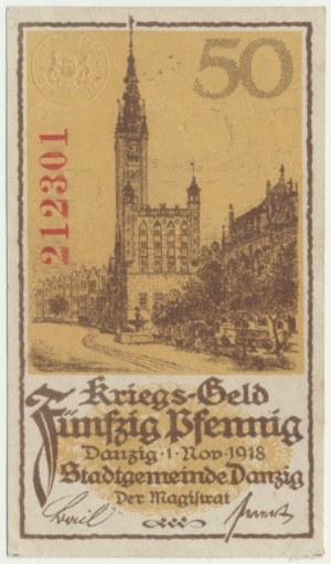 Danzig, 50 fenig 1918