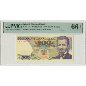 200 Zloty 1988 - EB - PMG 66 EPQ - erste Jahrgangsserie